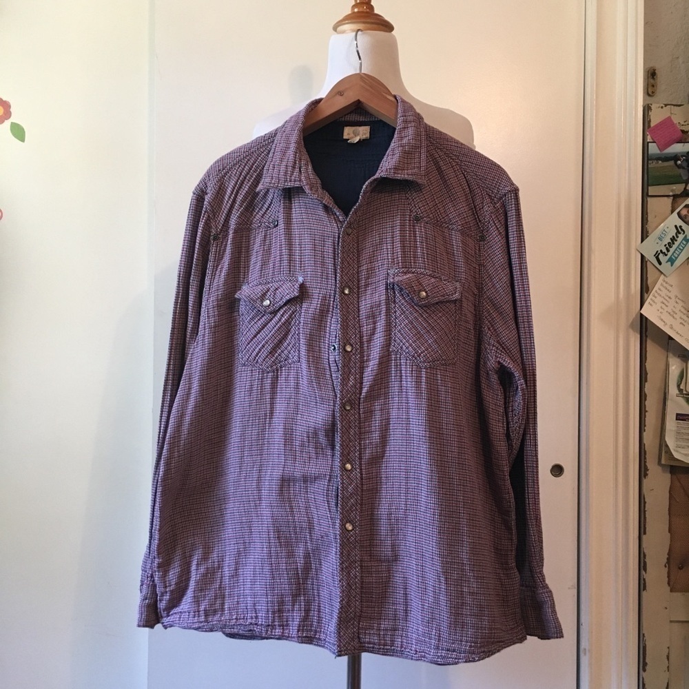 Trevero long sleeve button front plated print shirt size:XXL